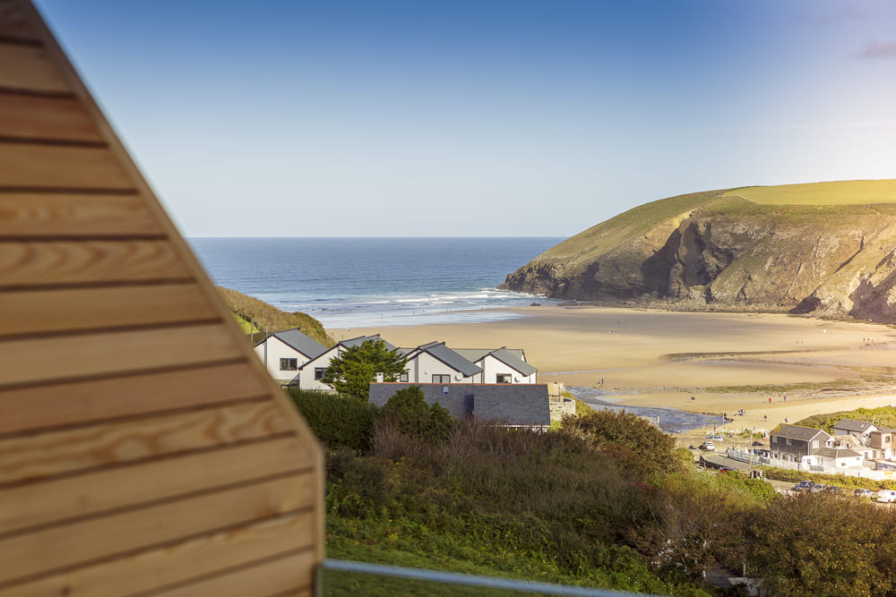 Houses on the edge of a beach in Cornwall